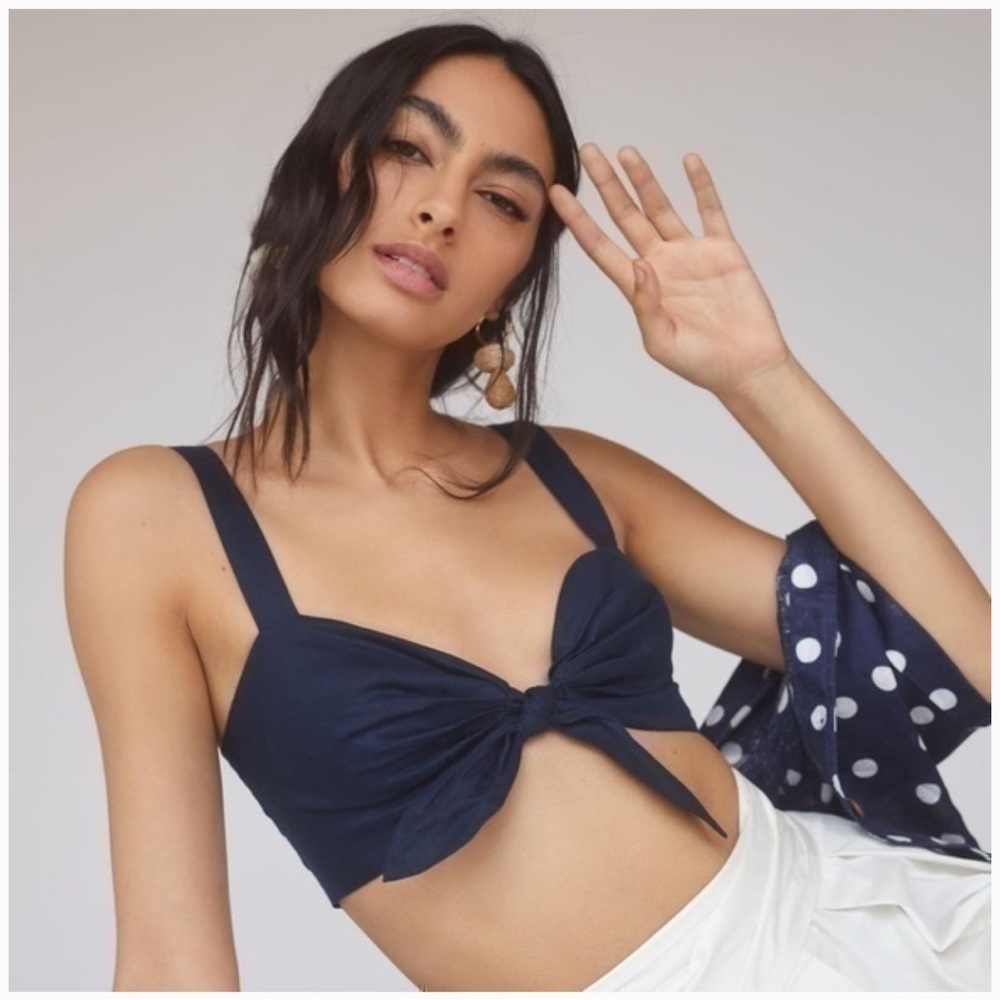 Anthropologie Tie-Front Bra Top sz S black